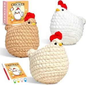 71pBUe2lWIL._AC_SX679_ Chicken Crochet Kit for Beginners – 3PCs Amigurumi Starter Kit for Adults with Video Tutorials | Includes 40% Extra Yarn, Complete Tools & Step-by-Step Guide | Perfect DIY Gift & Hobby Set