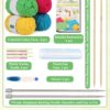 Beginner Knitting Kit – Learn to Knit Dishcloths with Easy Step-by-Step Guide | Includes Cotton Yarn, Bamboo & Metal Needles, Knitting Tools | Perfect DIY Starter Set for Adults & Craft Gifts