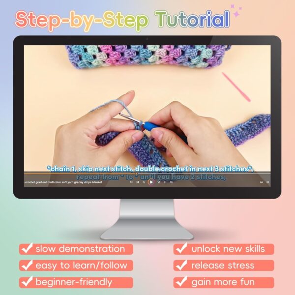 71qKCJWG5LL._AC_SL1500_ Beginner Crochet Blanket Kit – Make Your Own Soft Rainbow Gradient Throw | Includes Detailed Video Tutorials, Premium Yarn & All Tools | DIY Cozy Gift & Home Craft Set