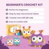 Owl Crochet Kit for Beginners – 4-Pack Amigurumi Starter Kit with Step-by-Step Video Tutorials & Digital Pattern | Complete Animal Crocheting Kit for Adults & Craft Lovers