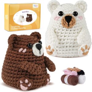 Polar & Brown Bears Crochet Kit for Beginners - Complete Starter Set with Easy Yarn & Step-by-Step Video | Learn to Crochet, Perfect Holiday & Birthday Gift for Adults