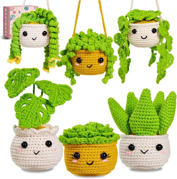 Monstera Plant Crochet Kit for Beginners - All-in-One Starter Set with Step-by-Step Video & 40%+ Extra Yarn | DIY Amigurumi Craft Gift