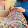 81HSdvvsuoL._AC_SL1500_ Beginner Crochet Blanket Kit – Make Your Own Soft Rainbow Gradient Throw | Includes Detailed Video Tutorials, Premium Yarn & All Tools | DIY Cozy Gift & Home Craft Set