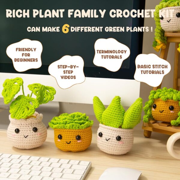 Monstera Plant Crochet Kit for Beginners - All-in-One Starter Set with Step-by-Step Video & 40%+ Extra Yarn | DIY Amigurumi Craft Gift