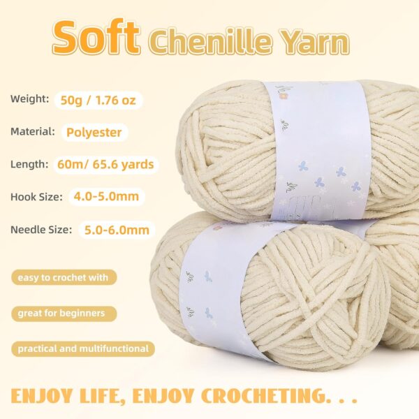 Easy Crochet Blanket Kit for Beginners with Soft Chenille Yarn & Video Tutorial – Complete Beginner Crochet Set | Khaki