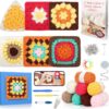 81US8WgRclL._AC_SL1500_ Complete Granny Square Crochet Kit for Beginners & Kids – Includes Step-by-Step Video, Yarn, Blocking Mat & All Accessories | Learn to Crochet & Relax