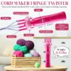 Pink Portable Cord Maker & Fringe Twister Machine for Craft Yarn – Handheld DIY Rope Braider, Beginner-Friendly with Video Tutorial