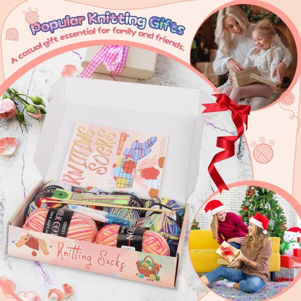 81WhDDmZ6gL._AC_SL1500_ Beginner Sock Knitting Kit for Adults & Teens | Learn to Knit with Step-by-Step Guide | Includes 6 Yarn Balls, Needles & Tools | Perfect DIY Craft Gift for Christmas, Birthday & Family Bonding