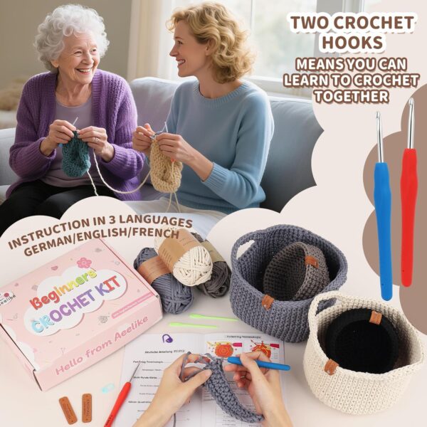 81Yq+J+uVxL._AC_SL1500_ 27-Piece Crochet Basket Starter Kit for Beginners | Complete Knitting & Crochet Set with Yarn, Hook, Tools & Illustrated Guide | DIY Storage Basket Making Kit for Home Deco