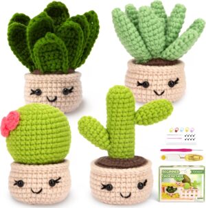 81ZLYacBBSL._AC_SL1500_ Complete Beginner Crochet Kit: 4PCS Handmade Succulents with Step-by-Step Guide & Video Tutorials | Perfect DIY Knitting Gift for Adults & Crochet Enthusiasts