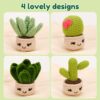 Complete Beginner Crochet Kit: 4PCS Handmade Succulents with Step-by-Step Guide & Video Tutorials | Perfect DIY Knitting Gift for Adults & Crochet Enthusiasts