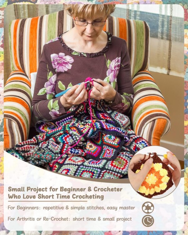 81ZcKPPDWtL._AC_SL1500_ Complete Granny Square Crochet Kit for Beginners & Kids – Includes Step-by-Step Video, Yarn, Blocking Mat & All Accessories | Learn to Crochet & Relax