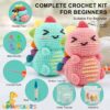 81cRyE1BXlL._AC_SL1500_ Dinosaur Crochet Kit for Beginners – 2PCS Amigurumi Starter Kit with Video Tutorials, 40% Extra Yarn & Complete Tools | Perfect DIY Gift for Adults & Family Crafting