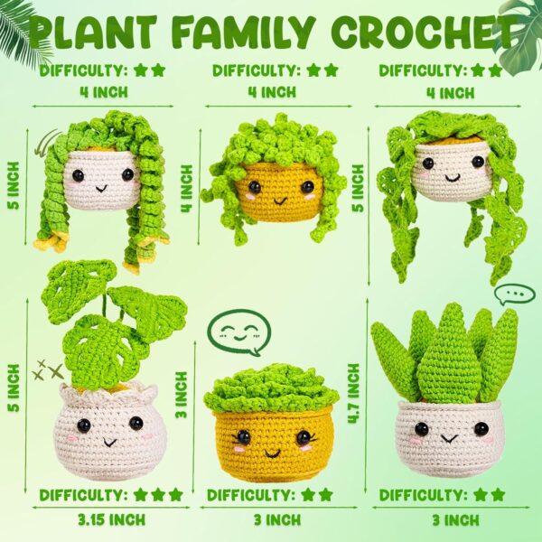 Monstera Plant Crochet Kit for Beginners - All-in-One Starter Set with Step-by-Step Video & 40%+ Extra Yarn | DIY Amigurumi Craft Gift