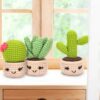 Complete Beginner Crochet Kit: 4PCS Handmade Succulents with Step-by-Step Guide & Video Tutorials | Perfect DIY Knitting Gift for Adults & Crochet Enthusiasts