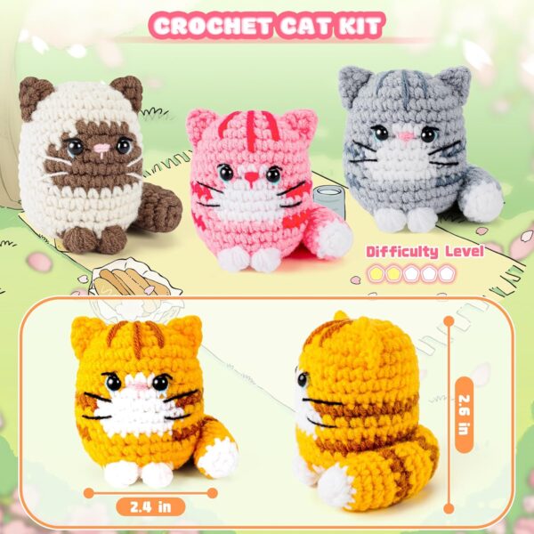 81lSrBUEU3L._AC_SL1500_ 4 PCS Cat Crochet Kit for Beginners – Complete Learn-to-Crochet Set with Step-by-Step Videos, Yarn & Tools | DIY Animal Craft Gift for Adults & Cat Lovers