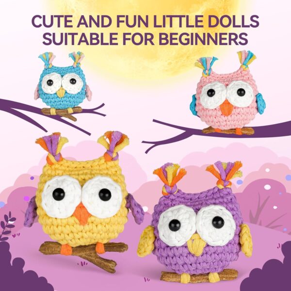 Owl Crochet Kit for Beginners – 4-Pack Amigurumi Starter Kit with Step-by-Step Video Tutorials & Digital Pattern | Complete Animal Crocheting Kit for Adults & Craft Lovers