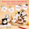 Crochet Kit for Beginners – Create Your Own Colorful Cat | Complete Starter Set with 9 Color Yarn, Tools & Video Tutorials | Extra 40% Yarn for Practice