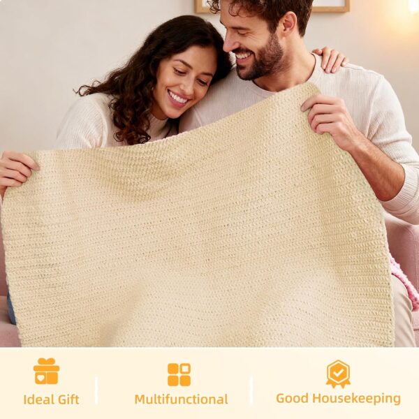 Easy Crochet Blanket Kit for Beginners with Soft Chenille Yarn & Video Tutorial – Complete Beginner Crochet Set | Khaki