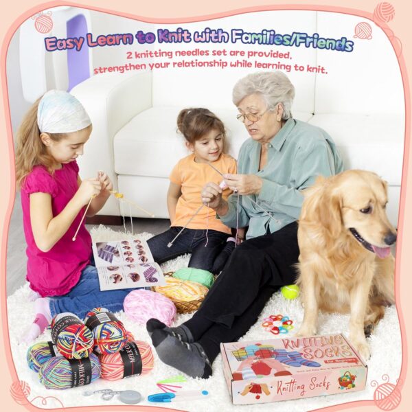 81rpTRjNKTL._AC_SL1500_ Beginner Sock Knitting Kit for Adults & Teens | Learn to Knit with Step-by-Step Guide | Includes 6 Yarn Balls, Needles & Tools | Perfect DIY Craft Gift for Christmas, Birthday & Family Bonding