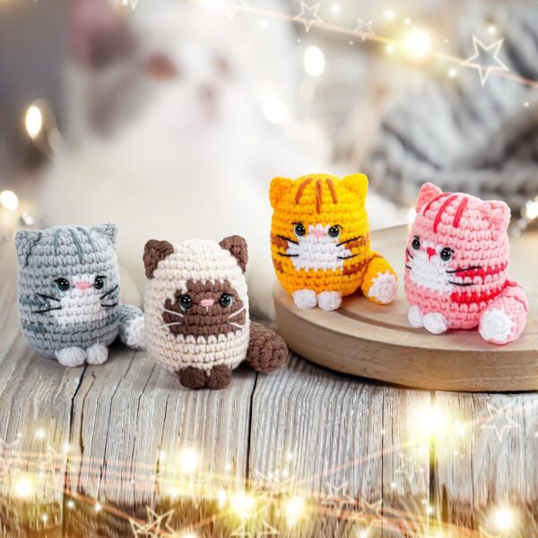 81u6hIa0HYL._AC_SL1500_ 4 PCS Cat Crochet Kit for Beginners – Complete Learn-to-Crochet Set with Step-by-Step Videos, Yarn & Tools | DIY Animal Craft Gift for Adults & Cat Lovers