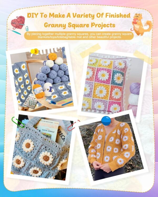 81uubD67m5L._AC_SL1500_ Complete Crochet Starter Kit for Beginners – Make a Granny Square Blanket with Easy Instructions, Plenty of Yarn & All Tools Included (Blue-Purple)
