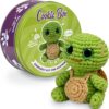 Crochet Kit for Beginners: Make Hugo the Turtle Amigurumi - Complete Starter Set in a Cookie Tin with Video Tutorial