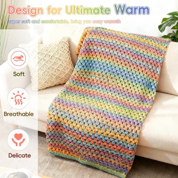 91gMSnNVi1L._AC_SL1500_ Beginner Crochet Blanket Kit – Make Your Own Soft Rainbow Gradient Throw | Includes Detailed Video Tutorials, Premium Yarn & All Tools | DIY Cozy Gift & Home Craft Set
