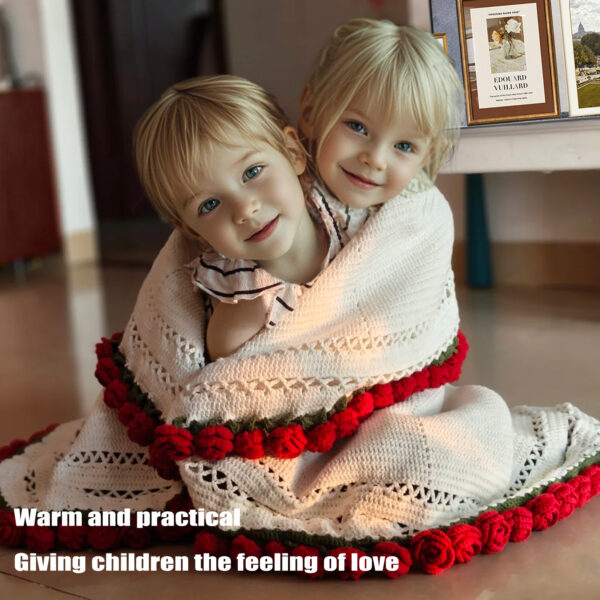 Handmade Knitted Rose Flower Blanket DIY Crocheted Rose Flower Shawl Materials Pack