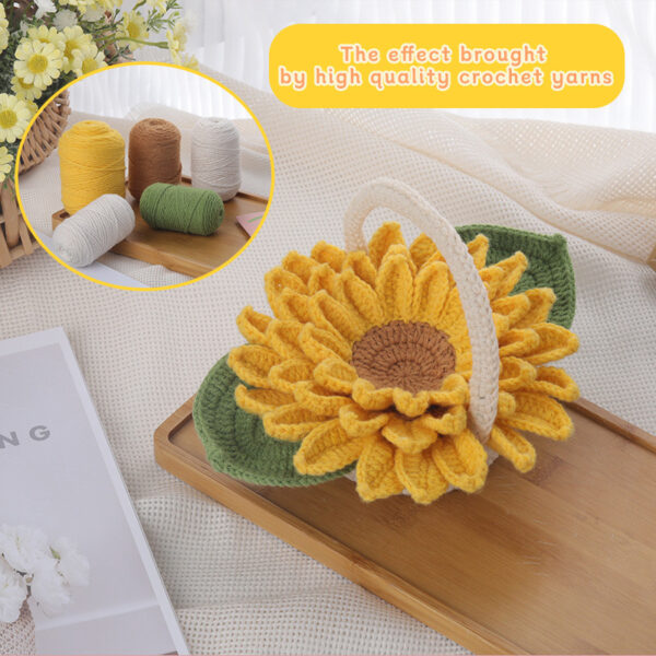 New crochet material pack - Sunflower coasters from the Plant Series - Handmade DIY practical desktop decor items
