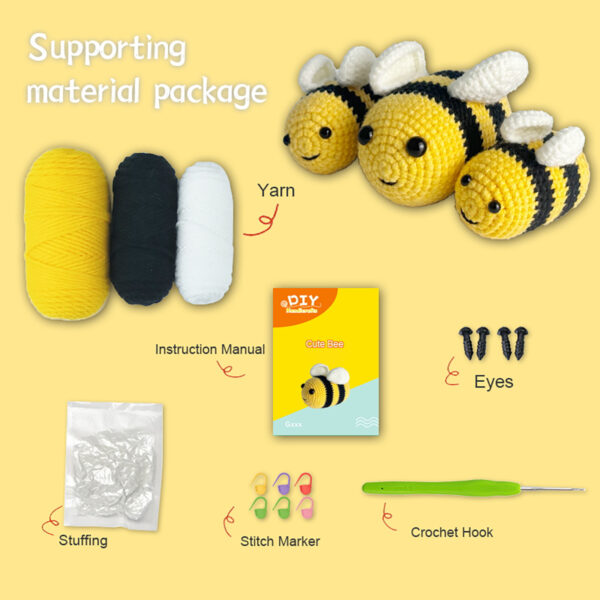 O1CN01DvhrEF1TEoAdWXoPP_!!2219055272351-0-cib Crochet wool bee craft material pack