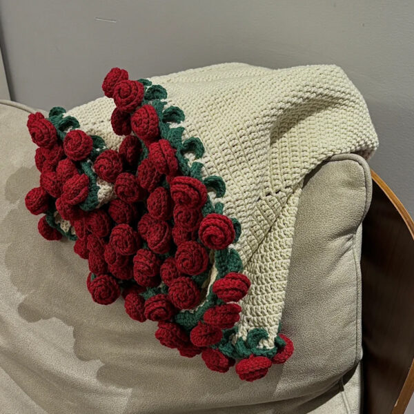 Handmade Knitted Rose Flower Blanket DIY Crocheted Rose Flower Shawl Materials Pack