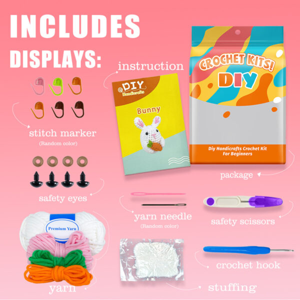 O1CN01JqjN4N1TEoCCvH3g1_!!2219055272351-0-cib Cute Rabbit Crochet Material Pack - Handmade DIY Knitting Kit