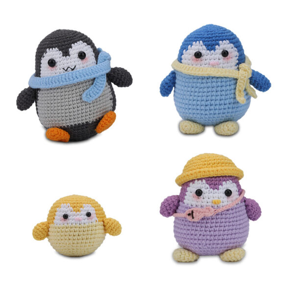 New animal crochet material pack - Penguin family milk cotton ball yarn for DIY knitting of dolls as gifts