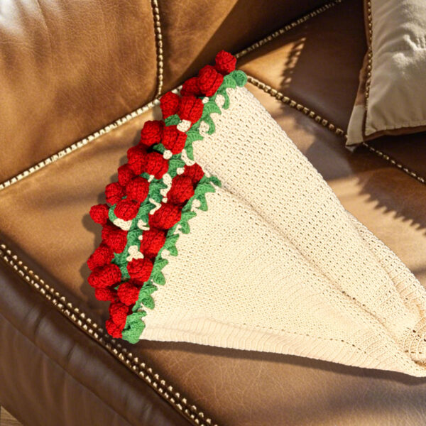 Handmade Knitted Rose Flower Blanket DIY Crocheted Rose Flower Shawl Materials Pack