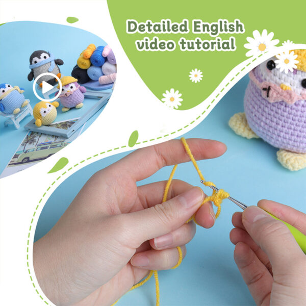 New animal crochet material pack - Penguin family milk cotton ball yarn for DIY knitting of dolls as gifts