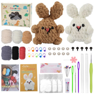 New wool felt DIY kit for making cute stuffed toy rabbits and their friends. Part of the animal series. Ideal for creating decorative items.