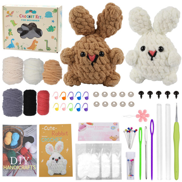 New wool felt DIY kit for making cute stuffed toy rabbits and their friends. Part of the animal series. Ideal for creating decorative items.