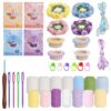 Handmade DIY wool knitting colorful flower coasters, knitting needle kit