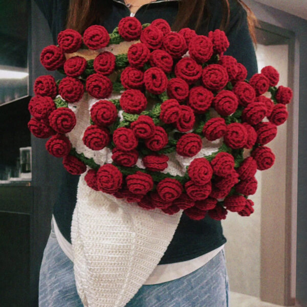 Handmade Knitted Rose Flower Blanket DIY Crocheted Rose Flower Shawl Materials Pack