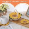New crochet material pack - Sunflower coasters from the Plant Series - Handmade DIY practical desktop decor items
