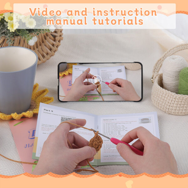 New crochet material pack - Sunflower coasters from the Plant Series - Handmade DIY practical desktop decor items