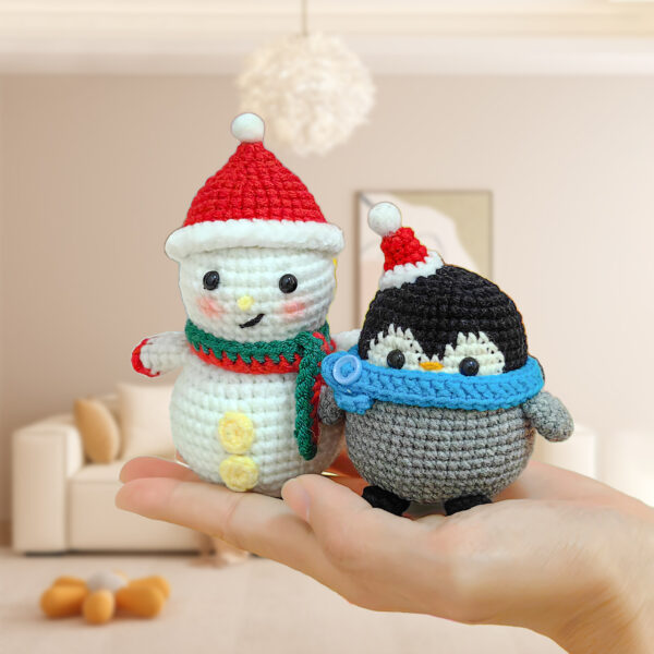主图-02 Crochet kit - New Christmas Edition Hanger Knitting Material Pack - Christmas Penguin Snowman Handmade Knitted Yarn Ball - DIY