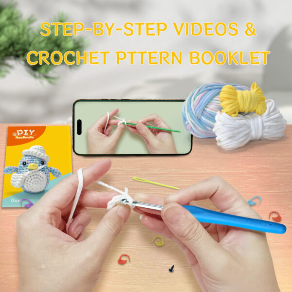 Crochet material package with filling cotton penguin decorative figurine for DIY handcraft cross-border new product knitted material package