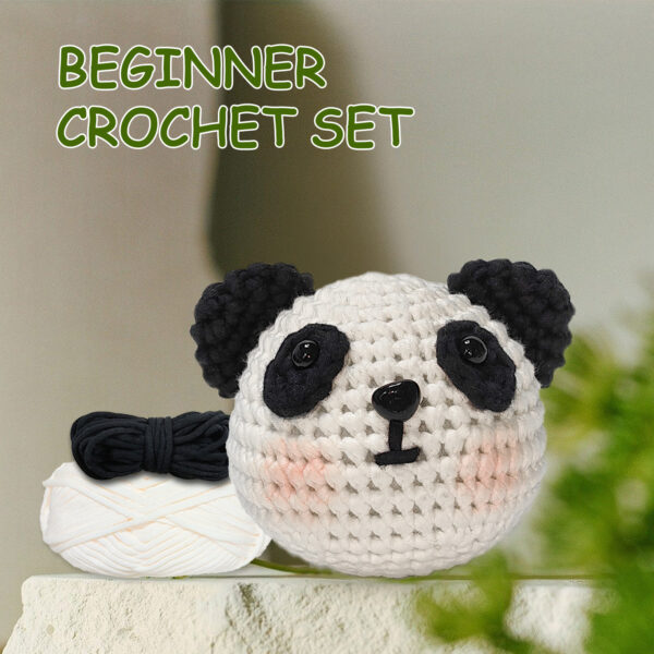 主图-06 Crochet material pack - Cute panda yarn for crochet DIY gift - Cute decorative item material pack