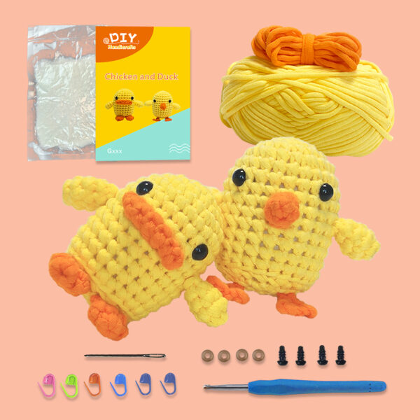 Crochet material package with core cotton small chicken and duck doll ornaments for handicraft DIY cross-border new product knitted material