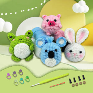 主图-06 Frog, Rabbit, Koala Crochet Material Pack for Crocheting Dolls, Handmade DIY Knitting Materials