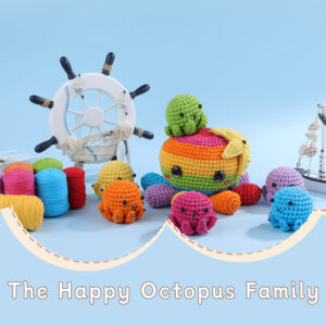 Crochet material pack - Colorful octopus family doll ornaments - Children's festival gifts - Handmade ornaments - Decoration items