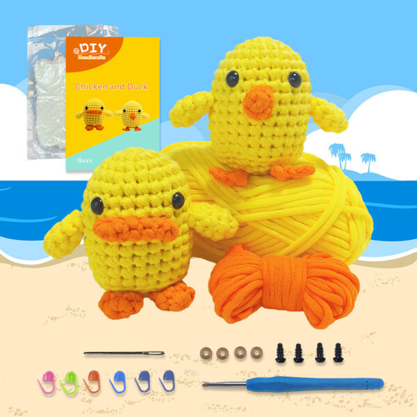 Crochet material package with core cotton small chicken and duck doll ornaments for handicraft DIY cross-border new product knitted material