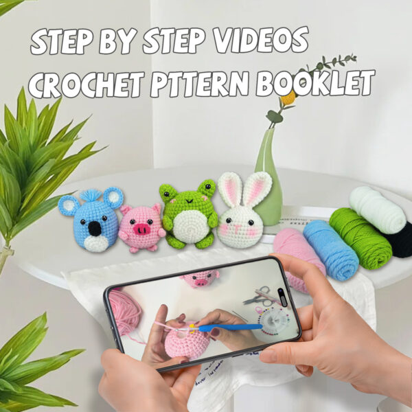 主图-07 Frog, Rabbit, Koala Crochet Material Pack for Crocheting Dolls, Handmade DIY Knitting Materials